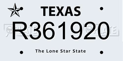 R361920 Texas License Plate