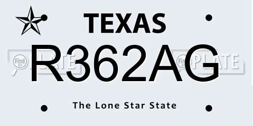 R362AG Texas License Plate