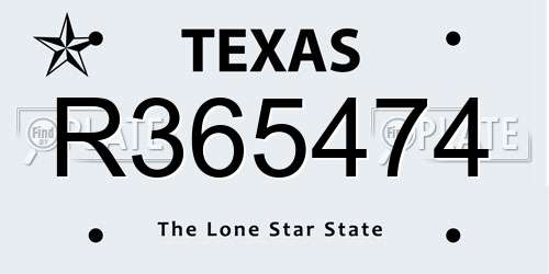 R365474 Texas License Plate