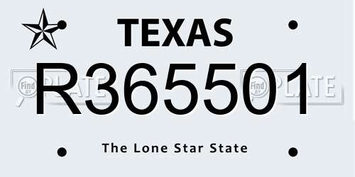 R365501 Texas License Plate