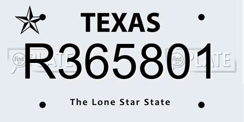 R365801 Texas License Plate
