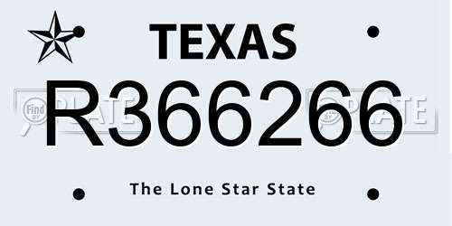 R366266 Texas License Plate