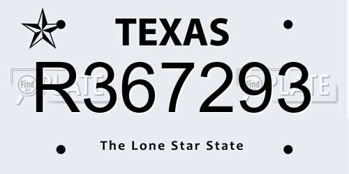 R367293 Texas License Plate