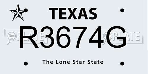 R3674G Texas License Plate