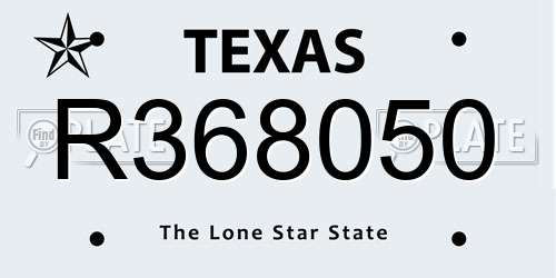 R368050 Texas License Plate