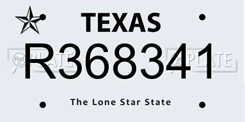 R368341 Texas License Plate