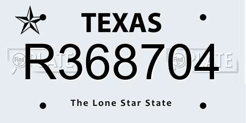 R368704 Texas License Plate