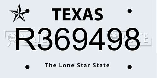 R369498 Texas License Plate