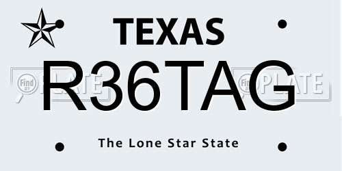 R36TAG Texas License Plate