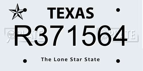 R371564 Texas License Plate