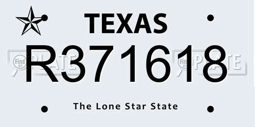 R371618 Texas License Plate