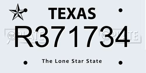 R371734 Texas License Plate