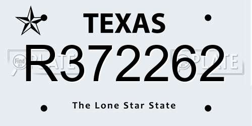 R372262 Texas License Plate