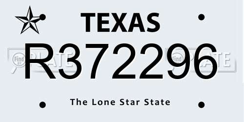 R372296 Texas License Plate