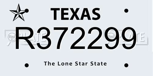 R372299 Texas License Plate