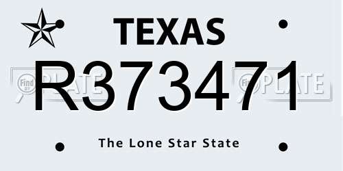 R373471 Texas License Plate