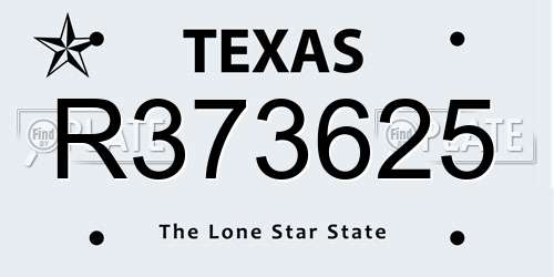 R373625 Texas License Plate