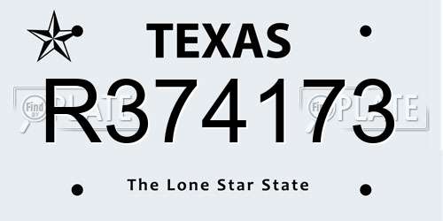 R374173 Texas License Plate