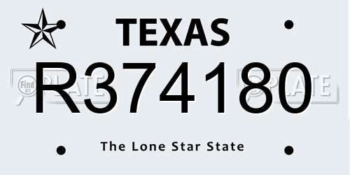 R374180 Texas License Plate