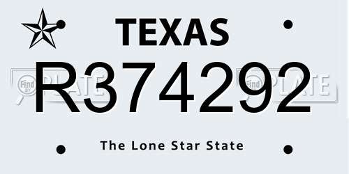 R374292 Texas License Plate
