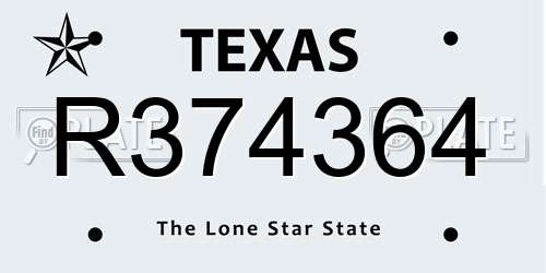 R374364 Texas License Plate