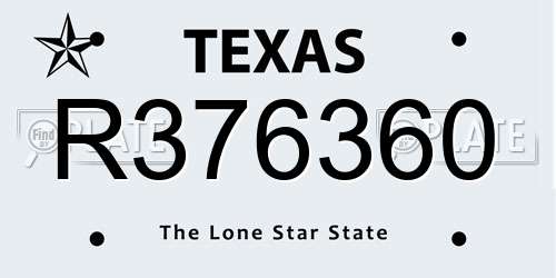 R376360 Texas License Plate