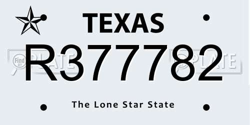 R377782 Texas License Plate