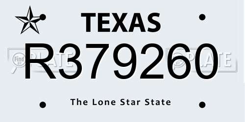 R379260 Texas License Plate
