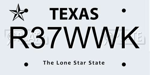 R37WWK Texas License Plate