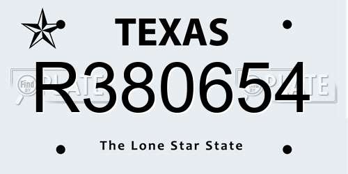 R380654 Texas License Plate
