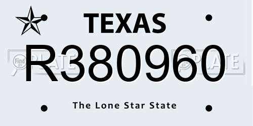 R380960 Texas License Plate