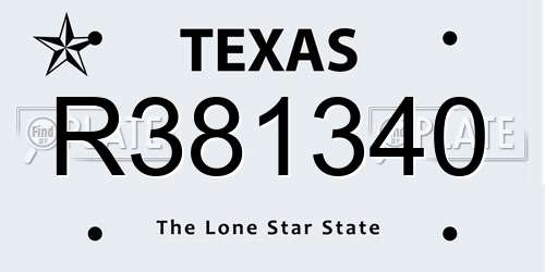 R381340 Texas License Plate