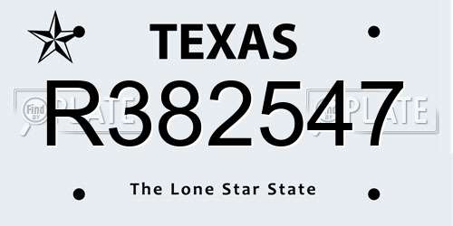 R382547 Texas License Plate