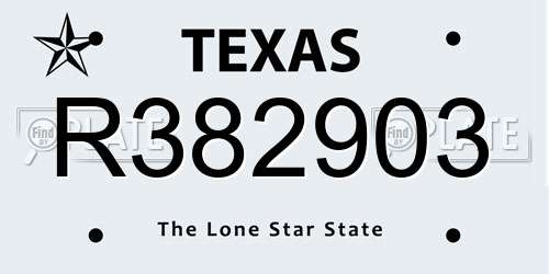 R382903 Texas License Plate