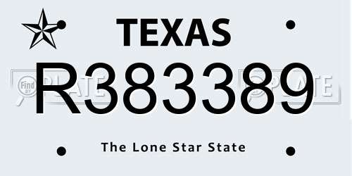 R383389 Texas License Plate