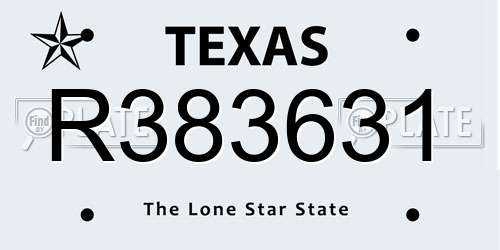 R383631 Texas License Plate