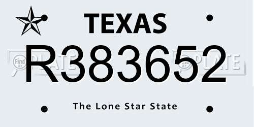 R383652 Texas License Plate