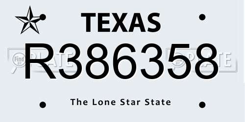 R386358 Texas License Plate