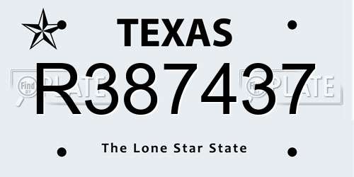 R387437 Texas License Plate