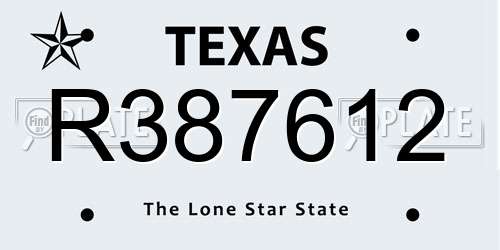 R387612 Texas License Plate