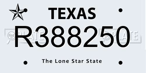 R388250 Texas License Plate