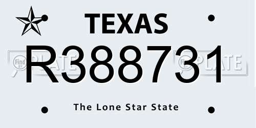R388731 Texas License Plate