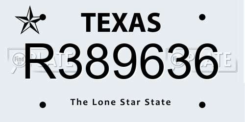 R389636 Texas License Plate
