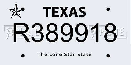 R389918 Texas License Plate