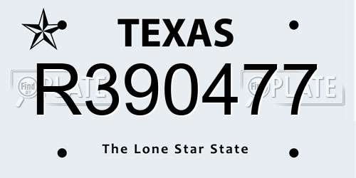 R390477 Texas License Plate