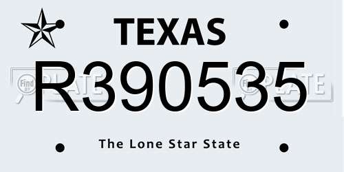 R390535 Texas License Plate