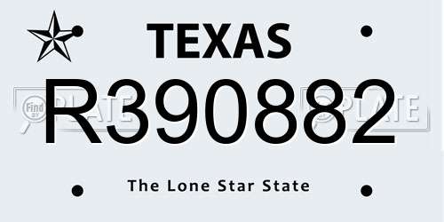 R390882 Texas License Plate