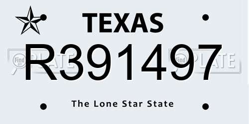 R391497 Texas License Plate