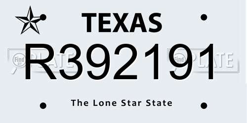 R392191 Texas License Plate