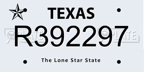 R392297 Texas License Plate